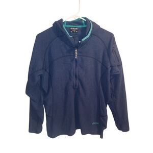 Sherpa Hoodie Womens Xl Blue Quarter Zip With Sleeve Pocket